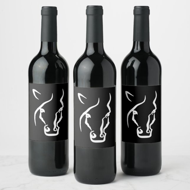 Étiquette Pour Bouteilles De Vin Visage de cheval blanc (Bouteilles)