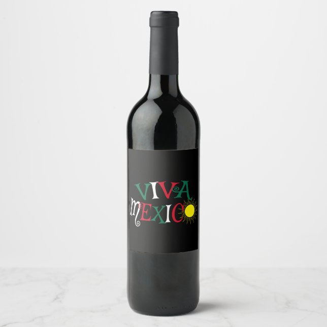 Étiquette Pour Bouteilles De Vin Viva Mexico (Devant)