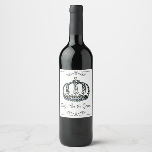 Étiquette Pour Bouteilles De Vin "Vive la Reine" (Devant)