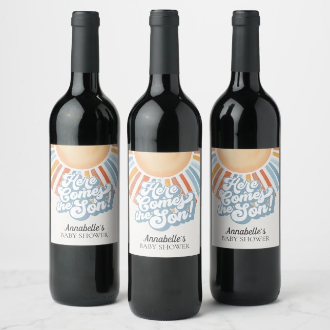 Étiquette Pour Bouteilles De Vin Voici le Baby shower garçon Son Sunshine (Bouteilles)