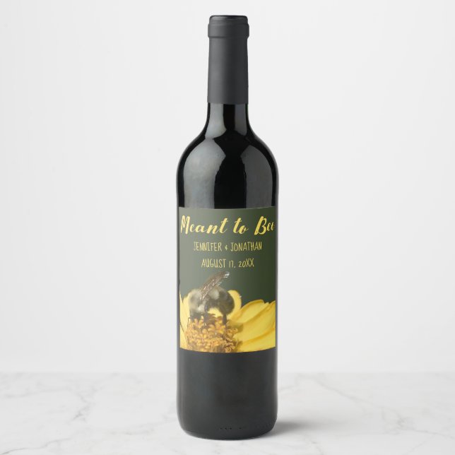 Étiquette Pour Bouteilles De Vin Voulant être Faveurs de mariage d'abeilles (Devant)