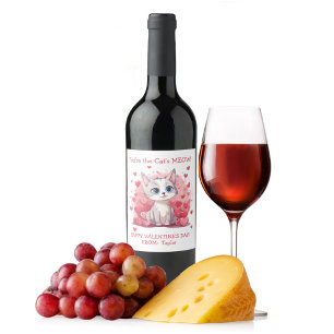 Étiquette Pour Bouteilles De Vin Vous êtes le Meow Valentine du chat