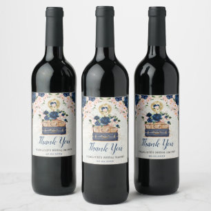 Étiquette Pour Bouteilles De Vin Voyage de Miss à Mrs Navy Blush Enterrement de Vie