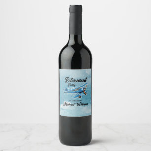 Étiquette Pour Bouteilles De Vin Voyage de retraite Thème de l'avion de fête Vintag