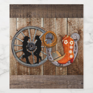 Étiquette Pour Bouteilles De Vin Wagon Wheel Western Cowboy