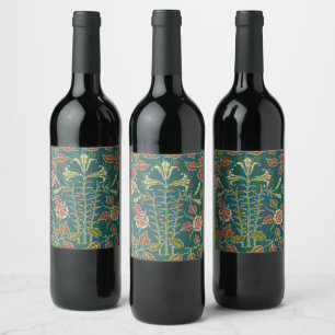 Étiquette Pour Bouteilles De Vin Walter Crane Vintage Lily et Rose Floral