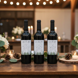 Étiquette Pour Bouteilles De Vin Watercolor Pine Tree Forest Wedding Enregistrer La