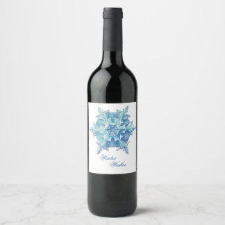 Étiquette Pour Bouteilles De Vin Watercolor Snowflake