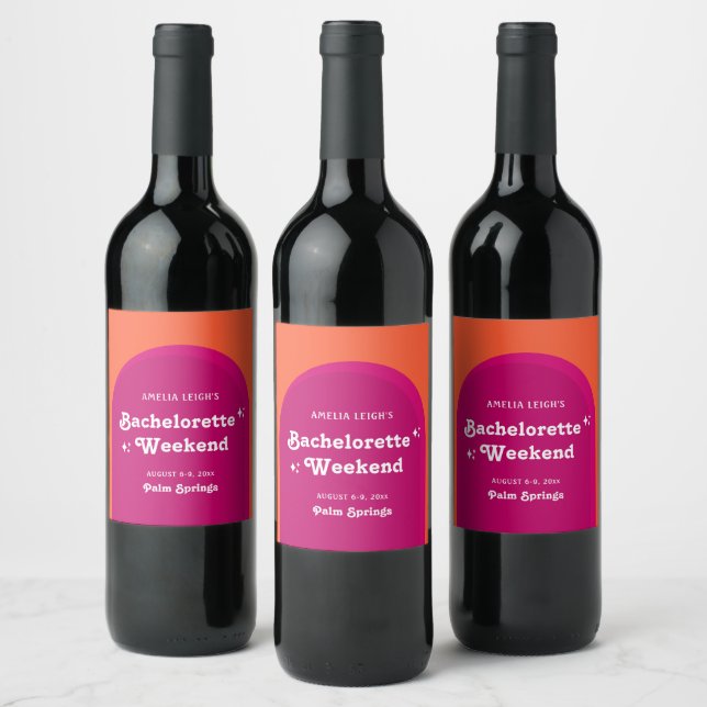 Étiquette Pour Bouteilles De Vin Week-end de célibataire rétro Coucher de soleil ro (Bouteilles)