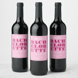 Étiquette Pour Bouteilles De Vin Week-end de Fille de Bachelorette Rose Gras
