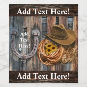 Étiquette Pour Bouteilles De Vin Western Horseshoe Cowboy Hat Lasso