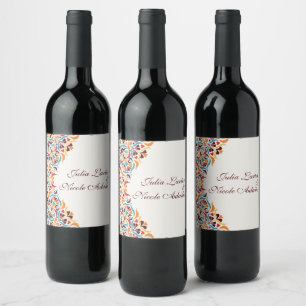 Étiquette Pour Bouteilles De Vin Whimsical Luxury ivoire Floral Style Mariage front