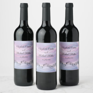 Étiquette Pour Bouteilles De Vin Whispers of Silk : Dreamy Pastel Waves Pink Blue