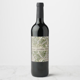 Étiquette Pour Bouteilles De Vin : William Morris Windrush Motif Vert : Vintage