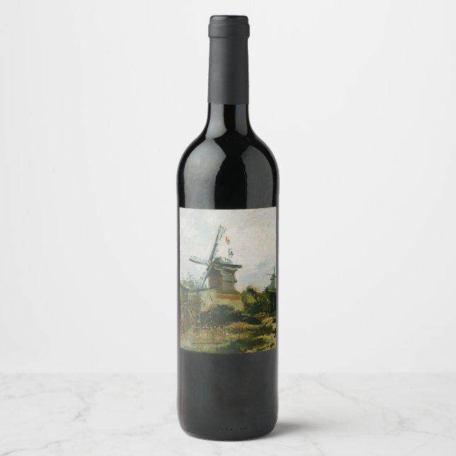 Étiquette Pour Bouteilles De Vin Windmills sur Montmartre par Vincent Van Gogh (Devant)
