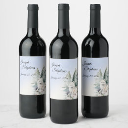 Étiquette Pour Bouteilles De Vin Winter Forest Watercolo Beverage Label Set