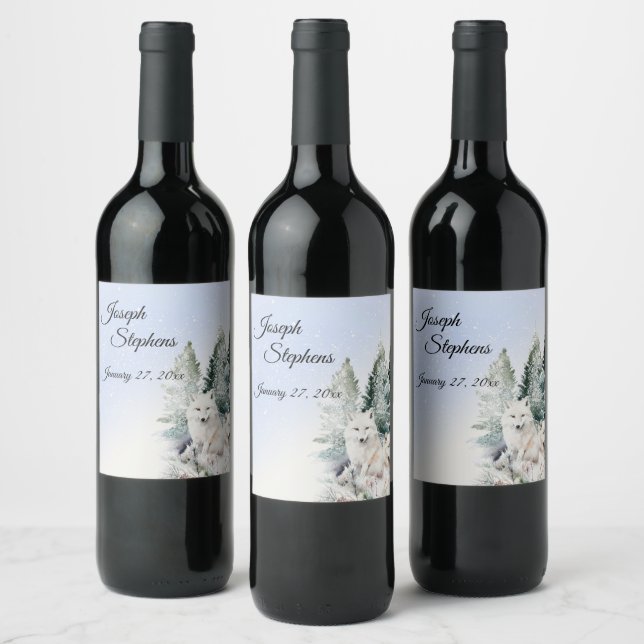 Étiquette Pour Bouteilles De Vin Winter Forest Watercolo Beverage Label Set (Bouteilles)