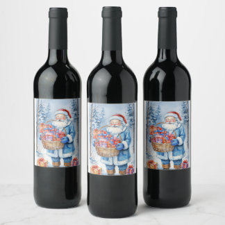 Étiquette Pour Bouteilles De Vin Winter Wonderland Père Noël