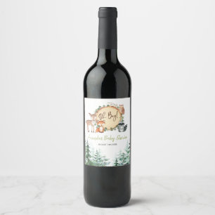 Étiquette Pour Bouteilles De Vin Woodland Forest Oh Boy Baby shower