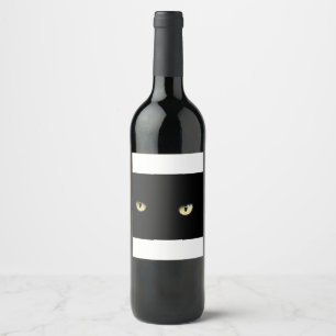 Étiquette Pour Bouteilles De Vin Yeux de chat noir