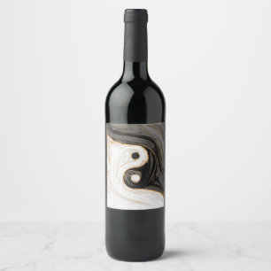 Étiquette Pour Bouteilles De Vin Yin Yang Liquid Marble