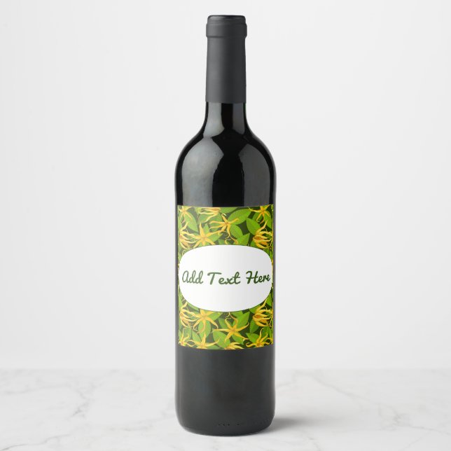 Étiquette Pour Bouteilles De Vin Ylang Ylang Fleurs Parfumées Exotiques (Devant)