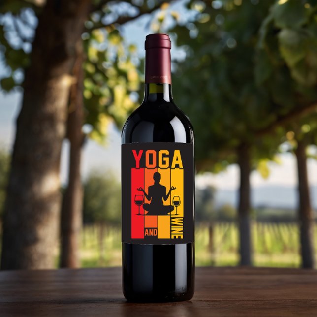 Étiquette Pour Bouteilles De Vin Yoga et vin drôle Pose du Lotus (Créateur téléchargé)