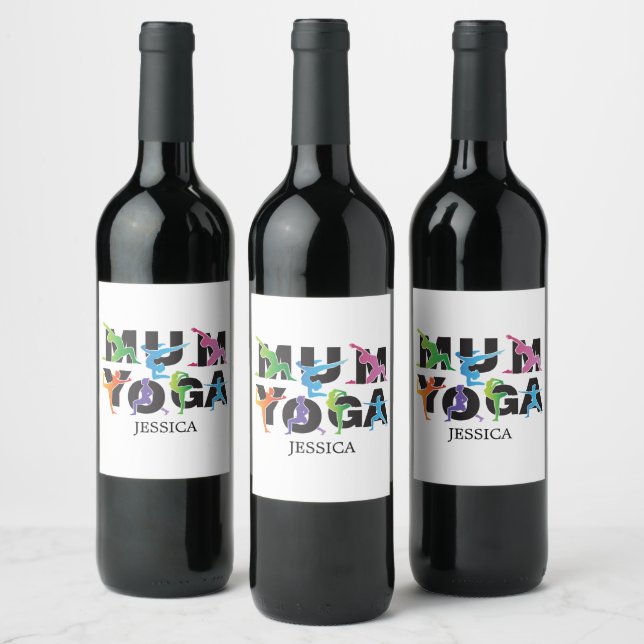 Étiquette Pour Bouteilles De Vin Yoga Maman Méditation Hobby Mère Mignonne Maman (Bouteilles)