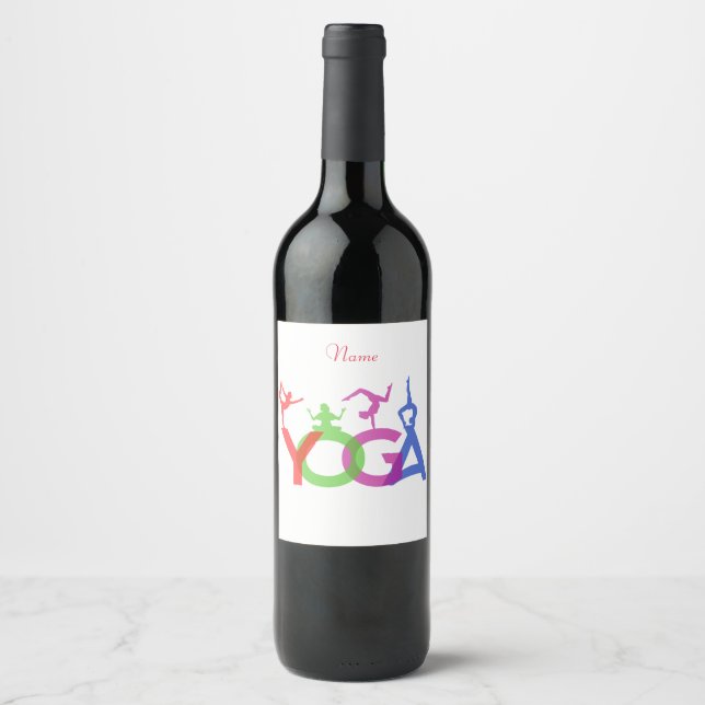 Étiquette Pour Bouteilles De Vin Yoga Poses Silhouettes Thunder_Cove (Devant)