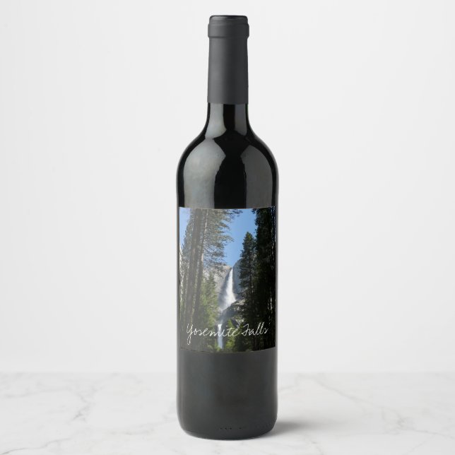 Étiquette Pour Bouteilles De Vin Yosemite Falls et Woods Paysage Photographie (Devant)