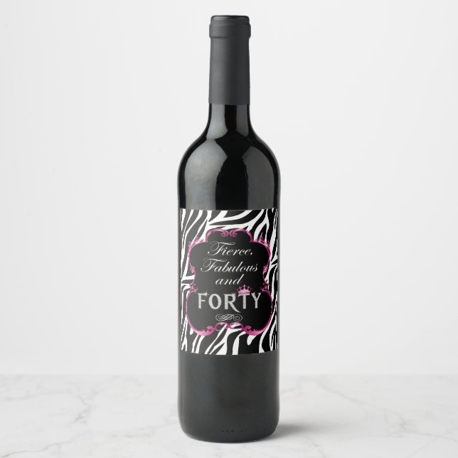 Étiquette Pour Bouteilles De Vin Zebra Fierce Fabrique et Quarante (Devant)