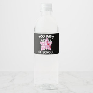 Étiquette Pour Bouteilles D'eau 100 jours d'école Alphabet 100ème jour Enseignant