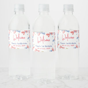 Étiquette Pour Bouteilles D'eau 1er Anniversaire mignonne Balloon 4 Juillet Fête B
