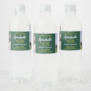 Étiquette Pour Bouteilles D'eau 2 Félicitations à la Diplôme Photo Vert Or Jaune