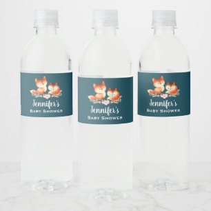 Étiquette Pour Bouteilles D'eau 2 mignons petits Baby showers de renards rouges