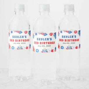 Étiquette Pour Bouteilles D'eau 4 juillet Rouge Blanc et Bleu Été 3e anniversaire