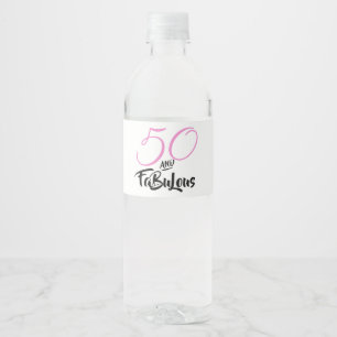 Étiquette Pour Bouteilles D'eau 50 et Fabulous Pink Personnalisé fête d'anniversai