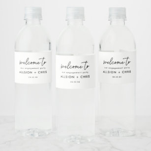 Étiquette Pour Bouteilles D'eau Accueil de la partie d'engagement minimaliste