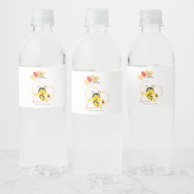 Étiquette Pour Bouteilles D'eau Adorable Mine d'abeille Saint Valentin Caricature  (Bouteilles)