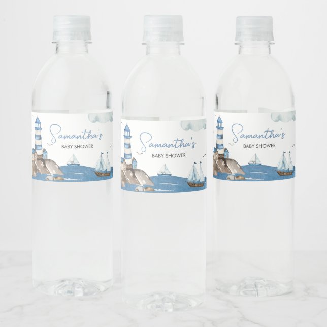 Étiquette Pour Bouteilles D'eau Ahoy It’s A Boy Nautical (Bouteilles)