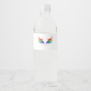 Étiquette Pour Bouteilles D'eau Ailes fluffy arc-en-ciel