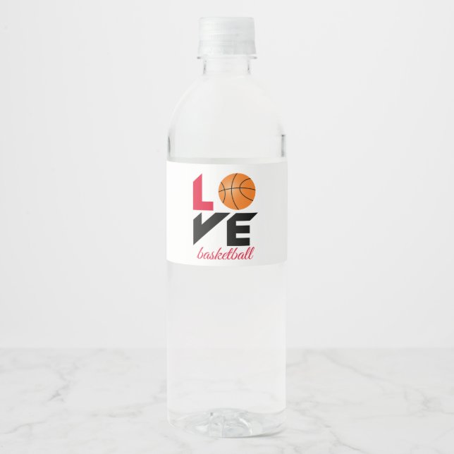 Étiquette Pour Bouteilles D'eau Aimer le basket-ball (Devant)
