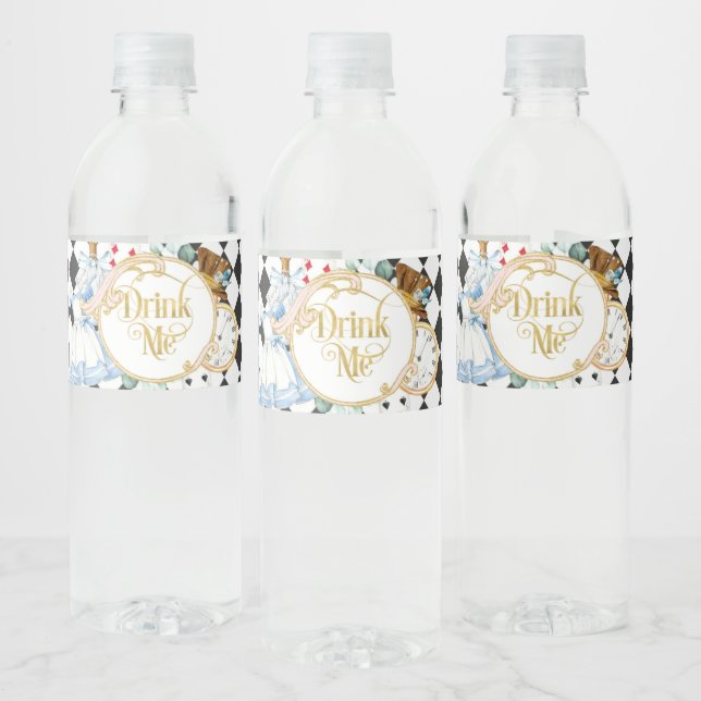 Étiquette Pour Bouteilles D'eau Alice Wonderland fâché hatter thé fête boire moi (Bouteilles)