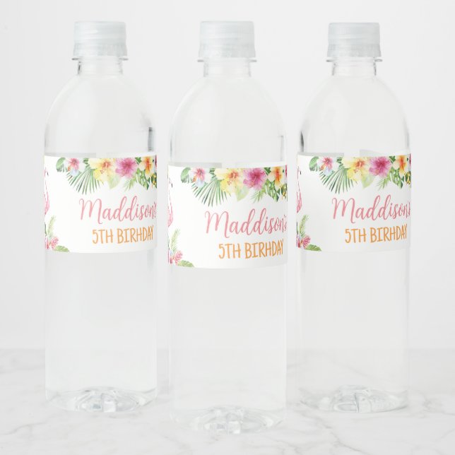 Étiquette Pour Bouteilles D'eau Aloha ! Fête d'anniversaire de la fille aux ananas (Bouteilles)