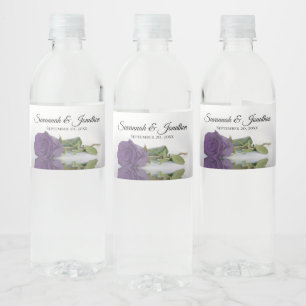 Étiquette Pour Bouteilles D'eau Améthyste romantique Violet Rose Élégant Mariage