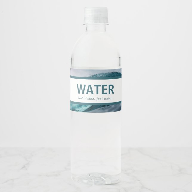 Étiquette Pour Bouteilles D'eau Amusante Pas Vodka Mauve Rose & Douche Turquoise (Devant)