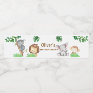 Étiquette Pour Bouteilles D'eau Animaux d'aquarelle de la jungle personnalisée Bo