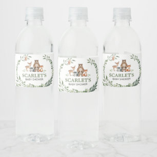 Étiquette Pour Bouteilles D'eau Animaux de la forêt Baby Shower verdure