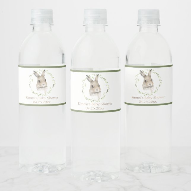 Étiquette Pour Bouteilles D'eau Animaux forestiers Aquarelle Bunny Nom Baby shower (Bouteilles)