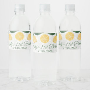 Étiquette Pour Bouteilles D'eau Anniversaire Citrons Siciliens Aquarelle
